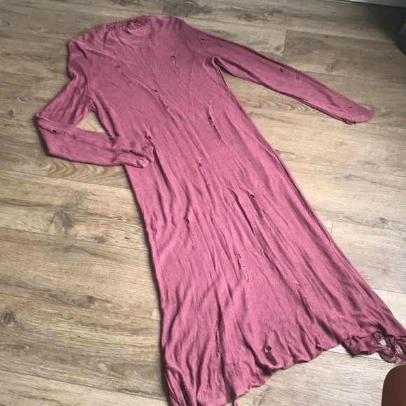 Willow & wind | Distressed boho mauve sweater maxi dress. Size Juniors 2X - Picture 4 of 7